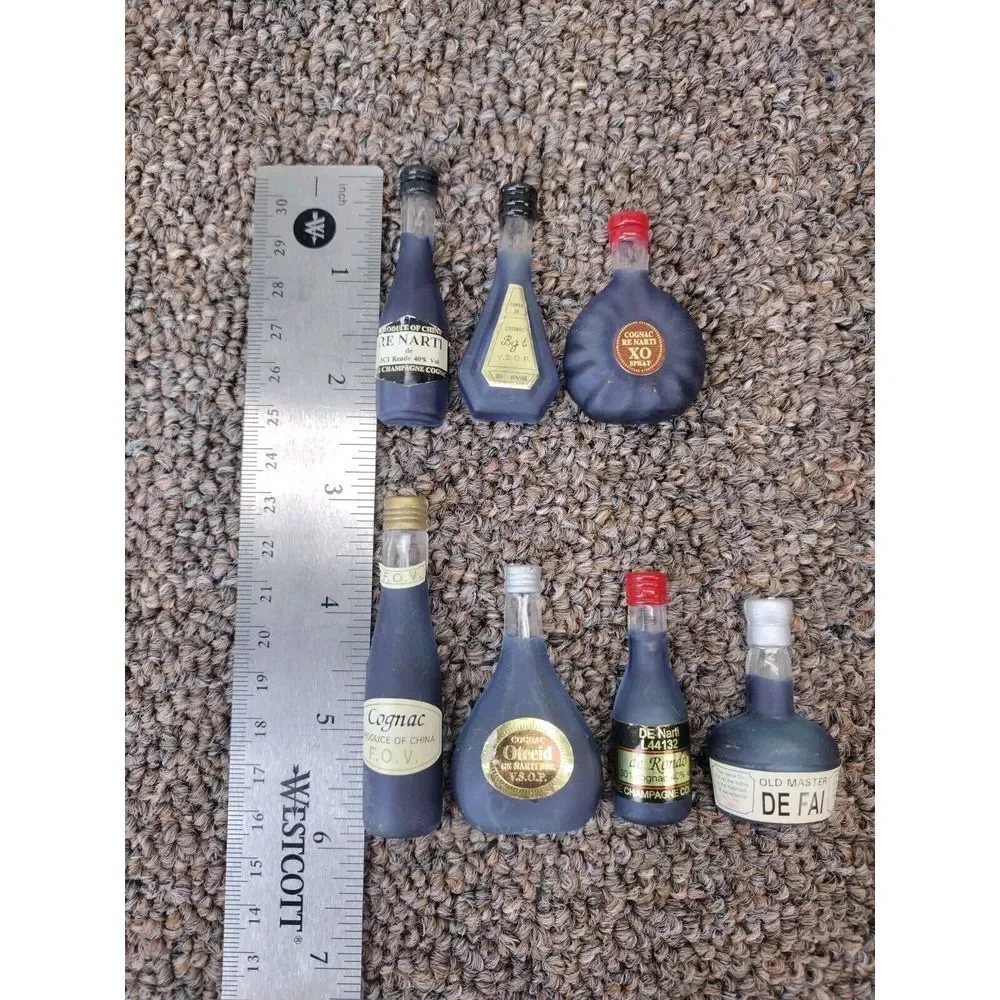 Liquor Bottle Fridge Magnets Vintage Lot Of 7 Blue COGNAC and DE FAI